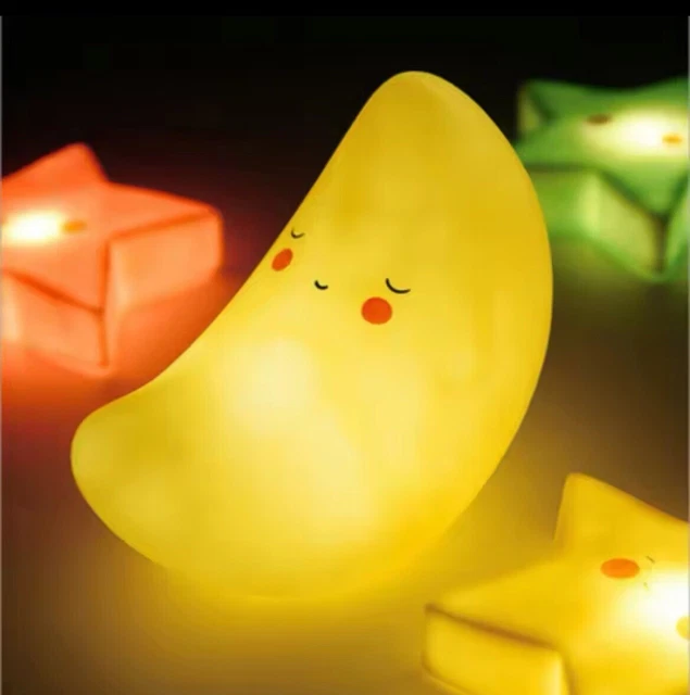 LED BABY CARTOON Night Light LUNAR MOON Desk Table Lamp Bedroom Warm