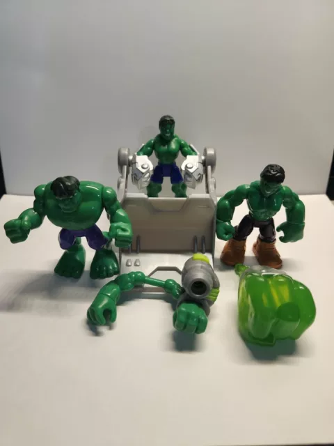Playskool Marvel Super Hero Squad Adventures Power Up jumping Hulk lot of 3