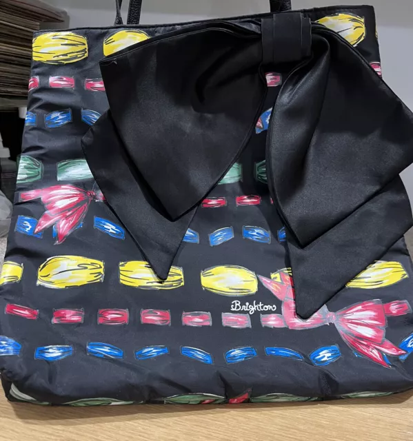 Brighton Black Bow TAKE A BEAU Tote Bag Purse Handbag Multicolor NWOT