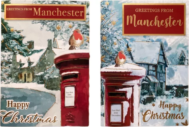 72 Christmas Cards "From Manchester" 2 designs Wholesale Job Lot
