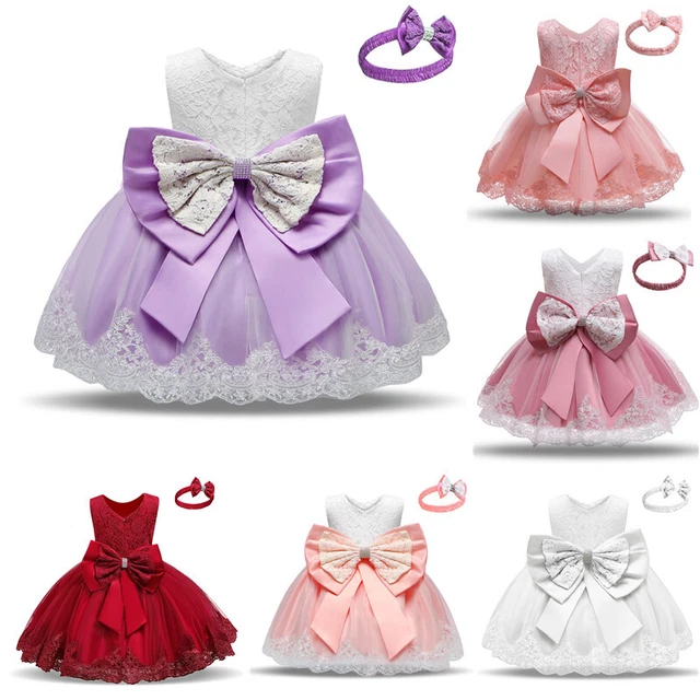 UK Baby Flower Girls Christening Dress Wedding Bridesmaid Gown Birthday Dresses