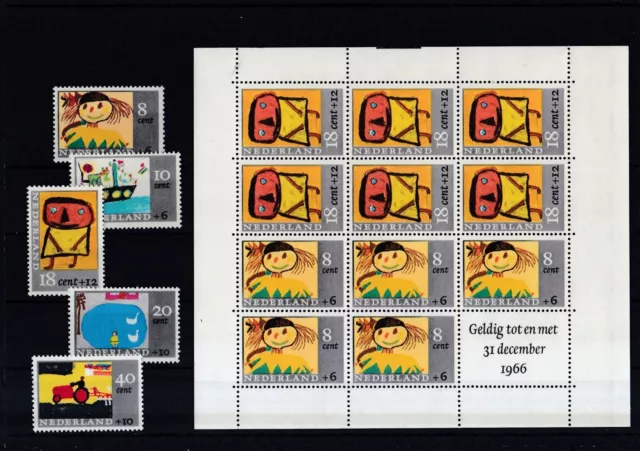 Niederlande 1965 postfrisch MNr. 850-854 und Block 3 Voor het Kind