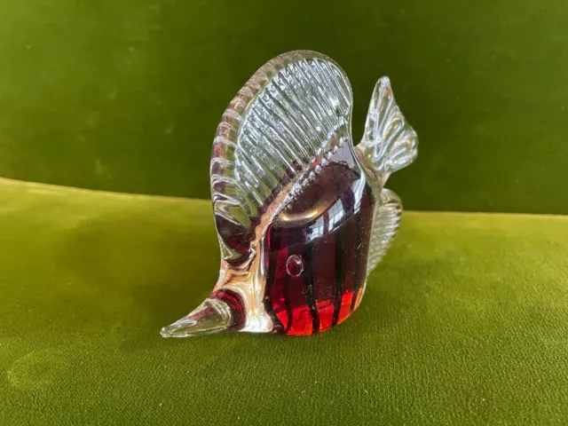 Murano Style Hand Blown Art Glass Multi Color Fish Figurine