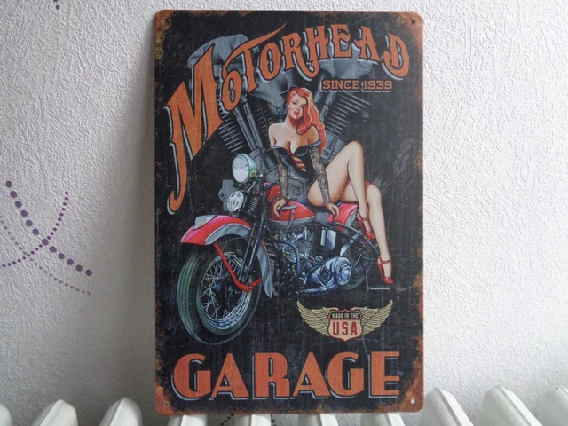 Plaque Métal Vintage Pin-Up - 30x20 Cm - Déco Garage, Atelier, Mur - Neuve