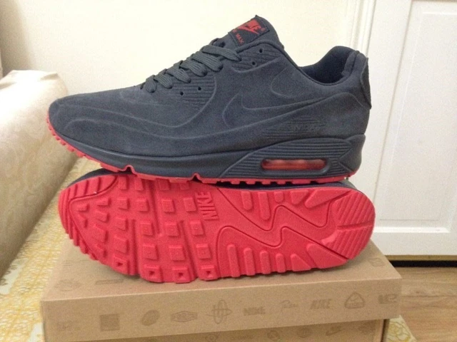 NIKE AIR MAX 90 suede grey and red size 10 uk euro 45 BNIB 7 8.5 9