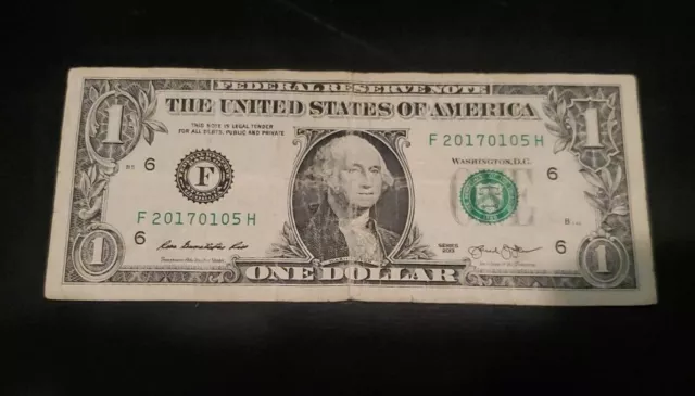 Fancy Serial Number $1 Dollar Bill 2013 Note - Birthday / Anniversary F20170105H