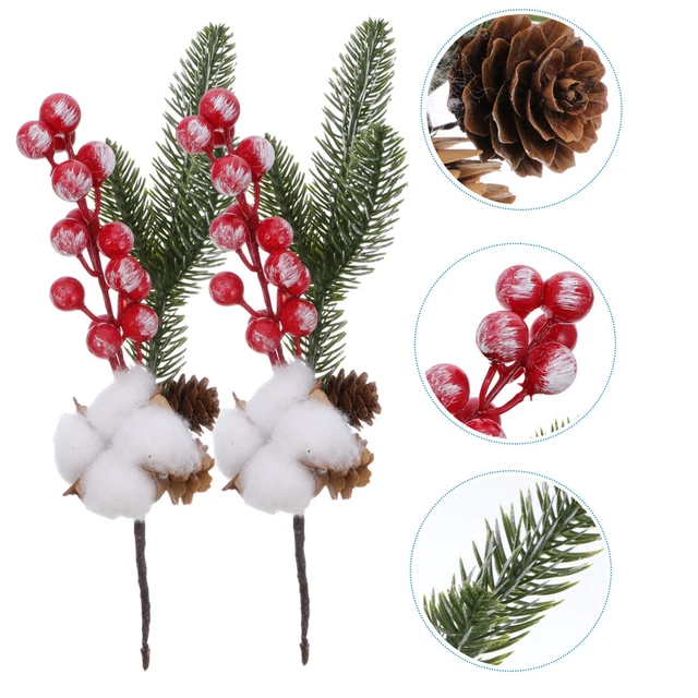 5 pz imitazione bacche di Natale ramo raccoglitore bacche artificiale