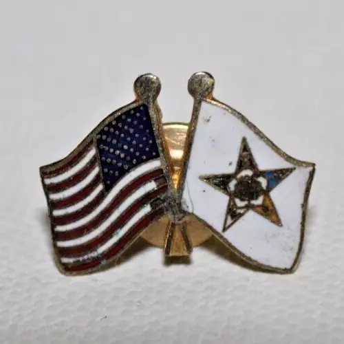 Vintage Order of the Eastern Star and United States Flags Lapel Pin