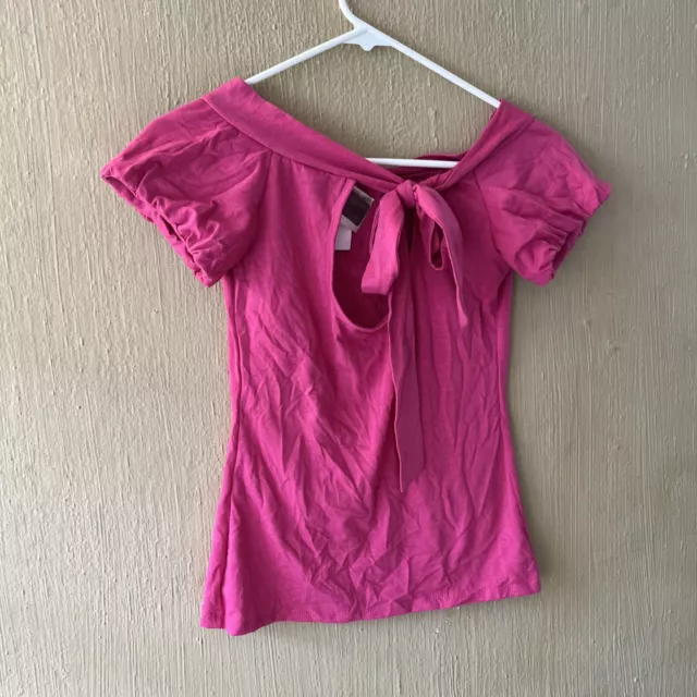 Necessary Objects Womens Pink Open Back Blouse Shirt Top Medium NWT