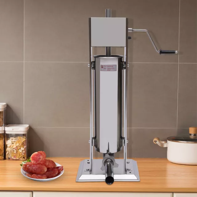 Manual Sausage Stuffer 7L Vertical  2 Speeds Meat Press Stainless Steel for Home