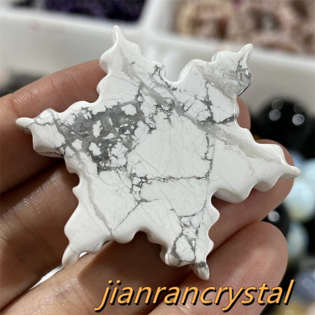 Natural Howlite Snowflake Hand Carved Quartz Crystal Skull Reiki Healing 1pc
