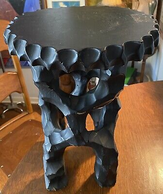 Hand Carved Sculptural Stool Wood Mid-20th Century Sweden