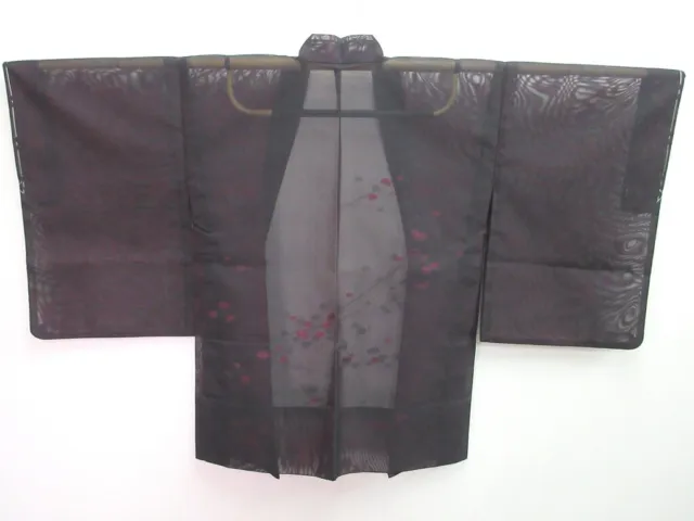 8233B4 Silk Vintage Japanese Kimono Haori Jacket See-Through for Summer Branch