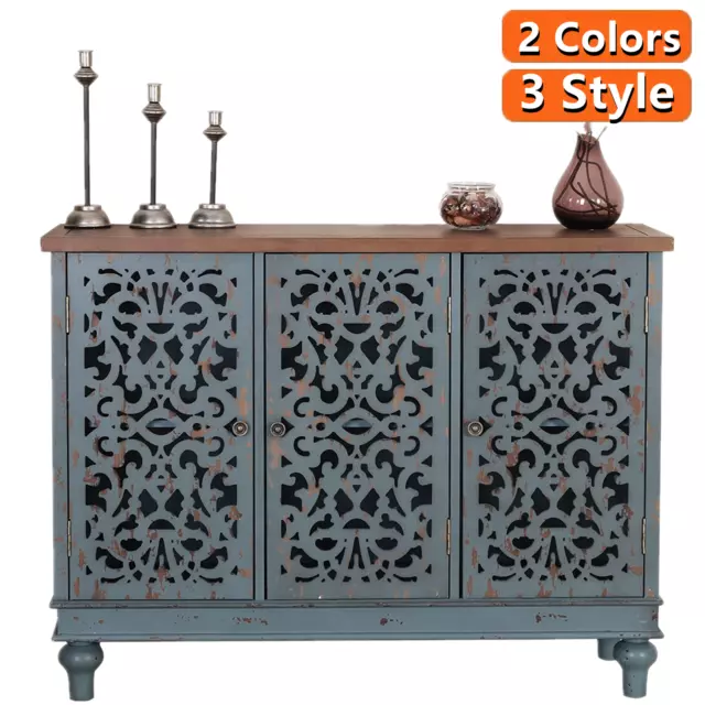Storage Cabinet with Doors Buffet Sideboard Vintage Antique Retro Accent Cabinet
