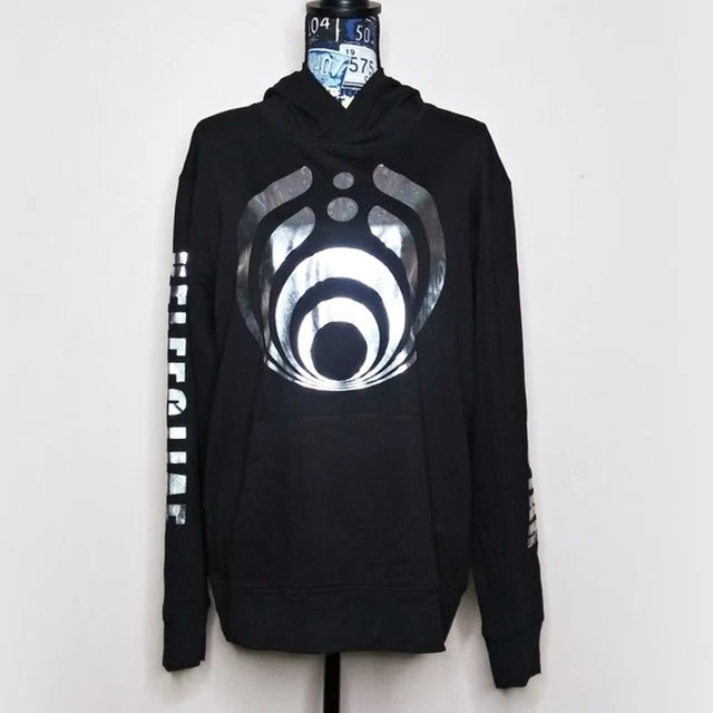 BASSNECTAR Reflective Holographic Hoodie Iridescent Moon Planet Rainbow Swirl
