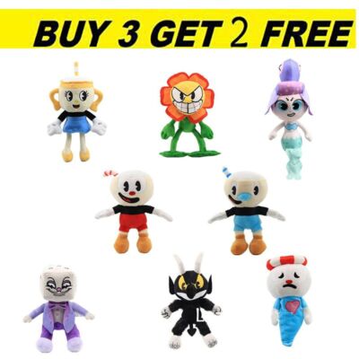 UK 10 INCH Cuphead Game Cuphead & Mugman Mecup And Brocup Plush Doll ...