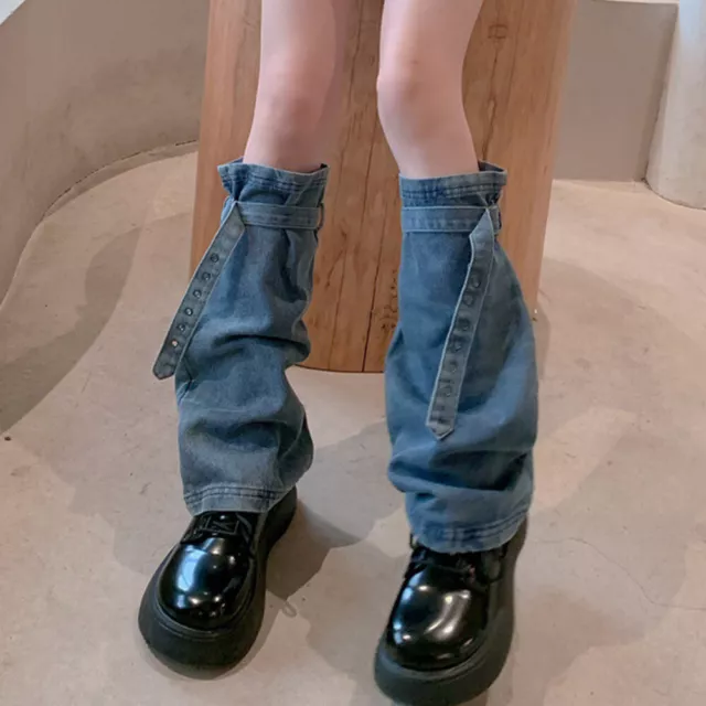 Jeans Damen Mädchen Bein Wärmer Retro Punk Ausgestellt Stiefel Bezüge Manschette