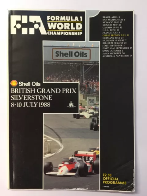 Shell British Grand Prix at Silverstone 1988 programme