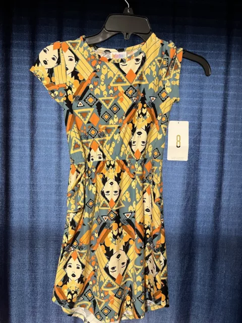 LULAROE Size 8 Pocahontas Print Dress Mae Pockets Soft Comfy Disney Girls