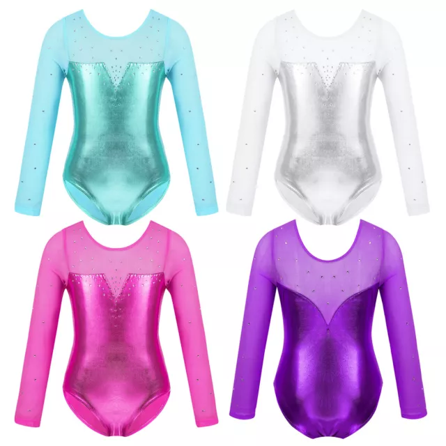 Kids Girls Ballet Sparkly Gymnastics Dance Leotard Bodysuit Jumpsuit Costume