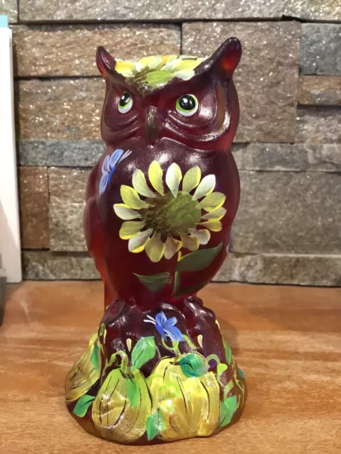 Fenton **HP RUBY RED AMBERINA OWL**Super Fenton Exclusive...L.E. #1/24