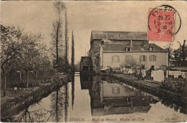 CPA EVREUX Route de Breteuil - Moulin sur l'Iton (1160135)