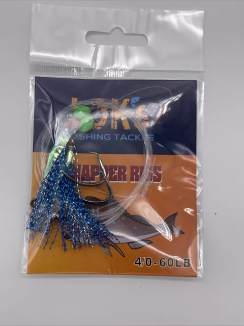 100 Packs Snapper Rigs Flasher Fishing Rig  Paternoster 60lb 4/0 Hooks Blue