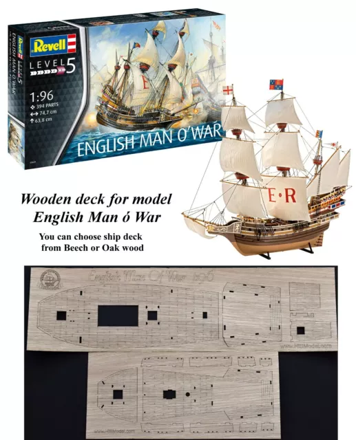 Revell English Man O'War 1:96 - laser cut wooden deck for model