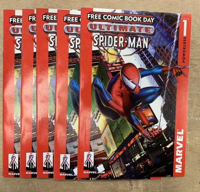 5 LOT ULTIMATE SPIDER-MAN FCBD #1  Peter Parker  (First appearance) 2002 VF-NM