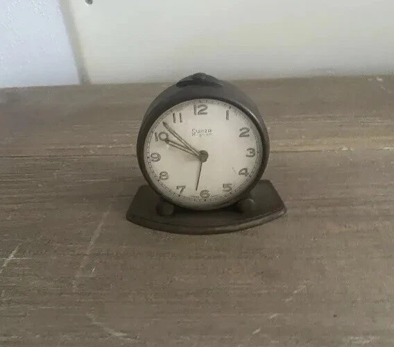 Vintage Swiza Orologio Sveglietta Meccanica In Ottone - Swiss Made