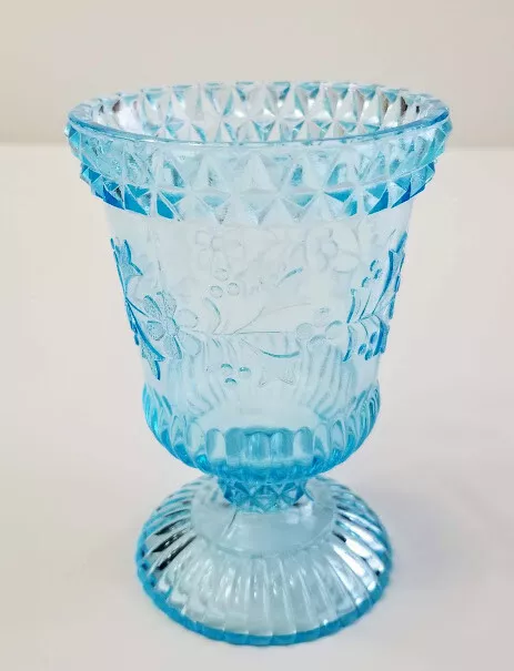 EAPG Rare Spooner, Adams and Co. Blue Wildflower pattern, c.1874