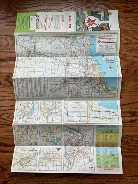 1964 Texaco Official Illinois State Highway Transportation Travel Road Map 3