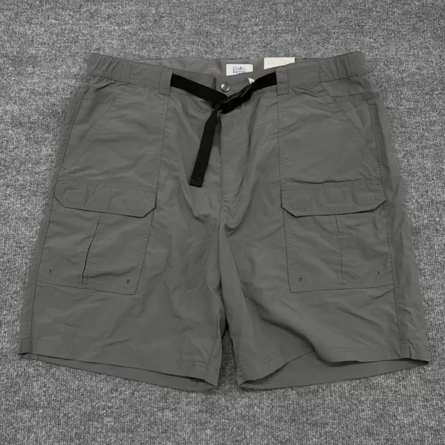 Croft & Barrow Quick Dry Short Mens 42 Gray Cargo Pockets Belted 8.5" Wicking