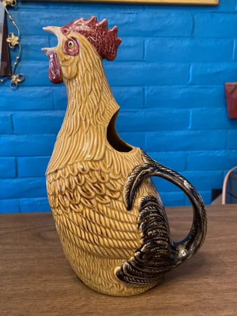 Rooster Pitcher By Bordallo Pinheiro Wine Pitcher 12”