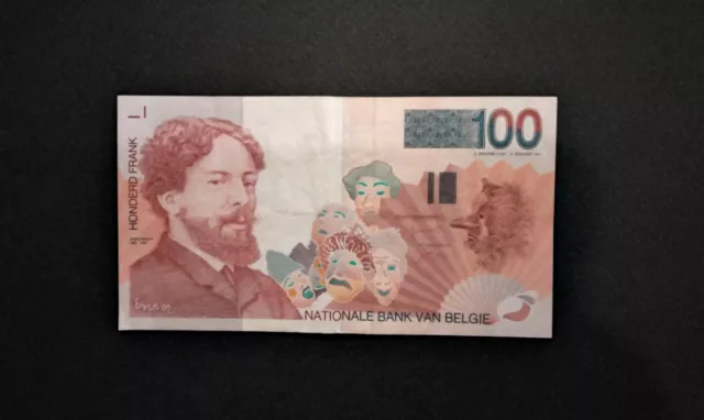 Billet De 100fr Belge James Ensor En Bon Etat, Craquant D'origine