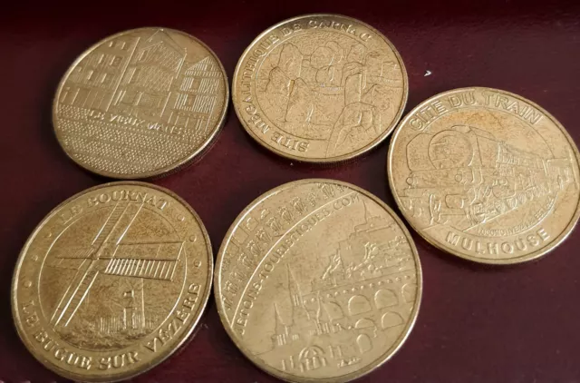 Lot de 5 jetons touristiques Monnaie de Paris