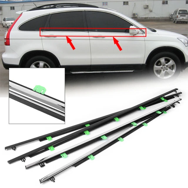 4x Window Moulding Trim Weatherstrips Seal Belt Fit Honda CR-V 2007-2011 Chrome