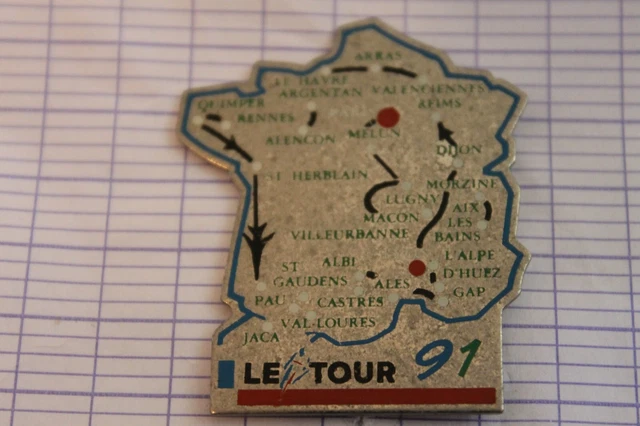 Pin's Tour De France 91 - Cyclisme - Carte De France - Collection Sport Vintage