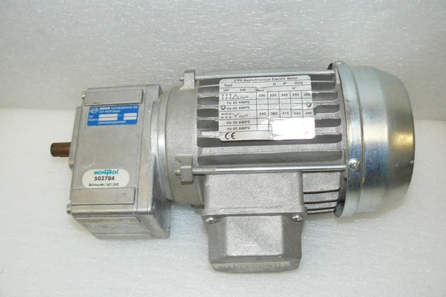 Indur Montech Drive Motor W/ Gear Reducer 1:7.78 Ratio 3 Ph