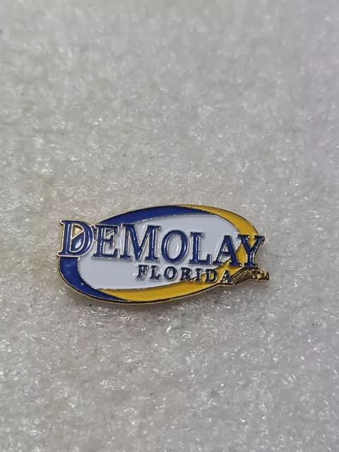 Demolay Florida Enamel Lapel Pin Single Post Clutch Back Gold Toned Colorful