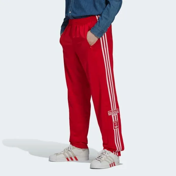 Adidas Originals AdiBreak Away Mens Button Track Pants Red HN6097 NEW Multi Sz