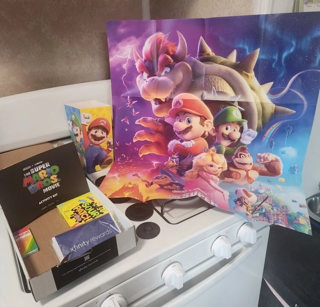 THE SUPER MARIO Bros Movie 2023 poster, activity kit popcorn holder