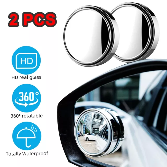 2x Car Blind Spot Mirrors HD 360° Wide Angle Convex Round Rear Side View For BMW