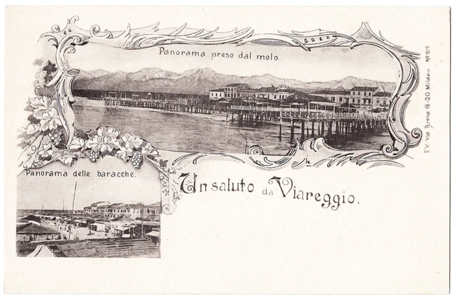 Toscana - Un Saluto Da Viareggio - Vedutine - Panorama Dal Molo - F.p. - 1900