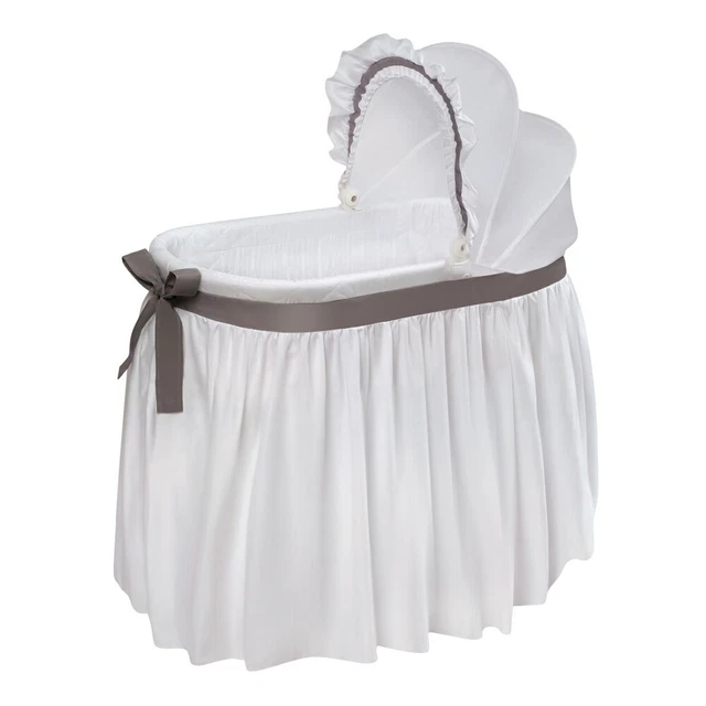 Wishes Oval Bassinet - Full Length Skirt - White, Gray