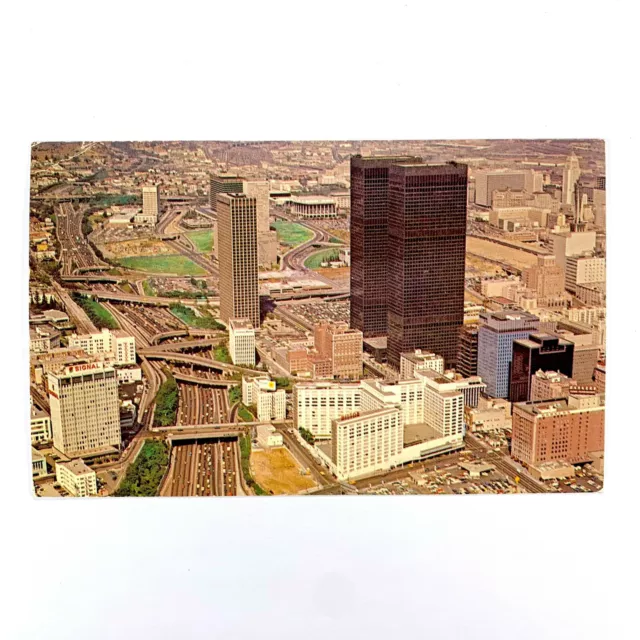 Postcard California Los Angeles CA Downtown Aerial View 1974 Posted Chrome