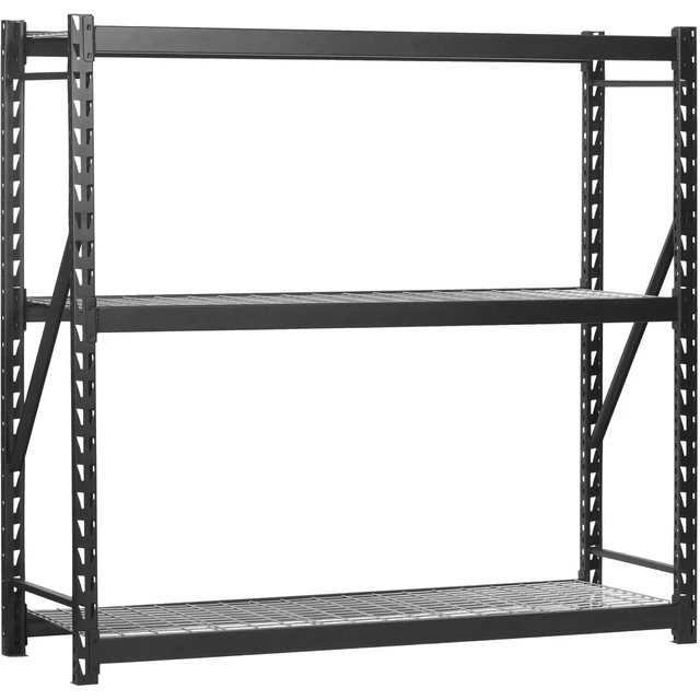 Muscle Rack 3-Tier Black 77"W X 24"D X 72"H Steel Welded Storage Rack USA Black