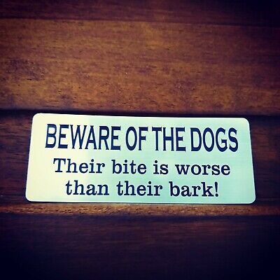 Beware Of The Dogs Sign Gate Door Sign Warning Do Not Enter Custom Silver/Black