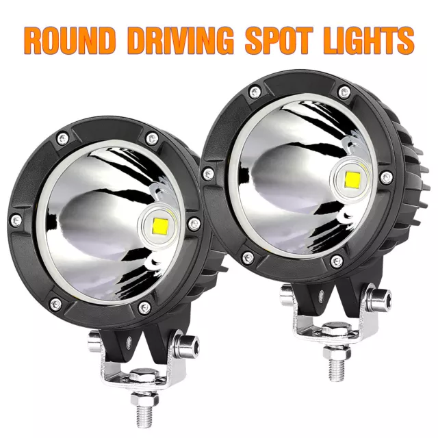 2X 4" 80W Round LED OffRoad Driving Spot Lights Work Pods Headlighs Fog 4WD ATV