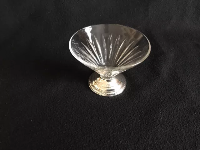 Antique Bowl Sherbet dish  Gorham Crystal Glass Screw on Sterling Silver base